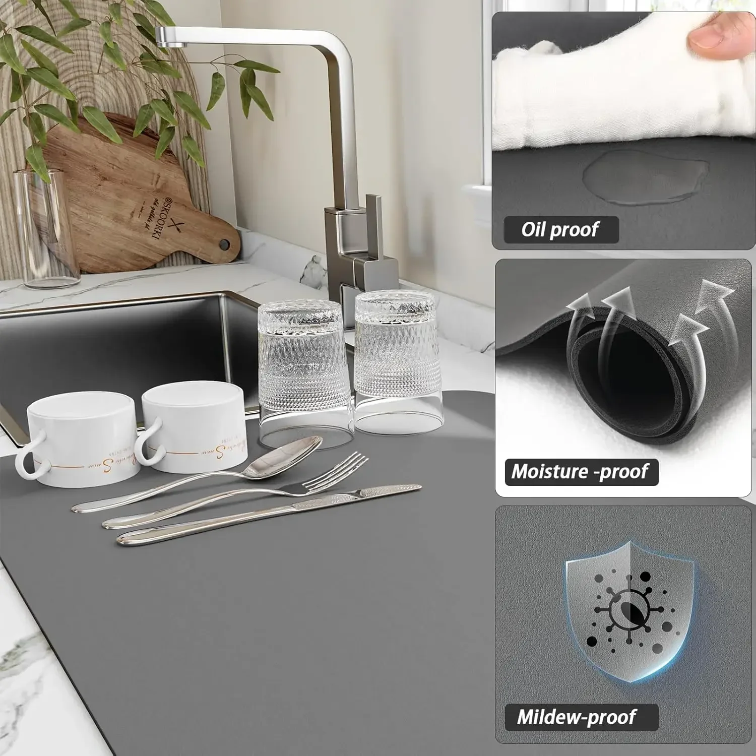 Kitchen Accessories Absorbent Kitchen Dish Drying Mat Coffee Machine Tableware Drain Mat Kitchen Drain Pad Tableware Mat Coaster thumbnail 4
