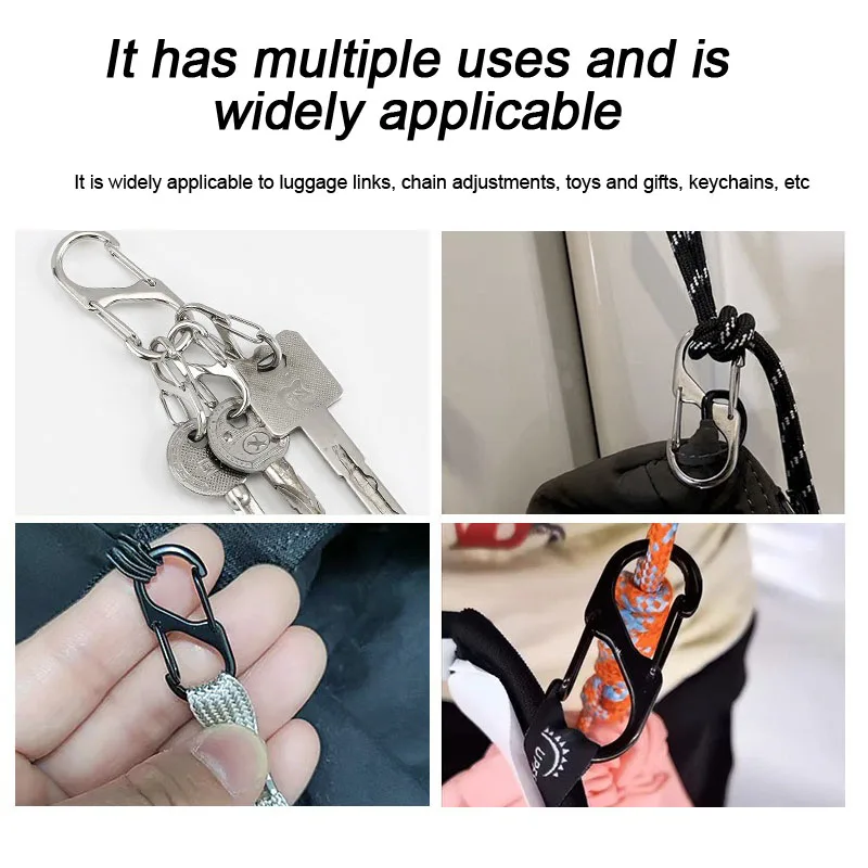 5/10PCS Tactical S Type Carabiner Camping Equipment Mini Anti-Theft Aluminium Alloy Keychain Hook Hiking Backpack Buckle BBK01 thumbnail 6