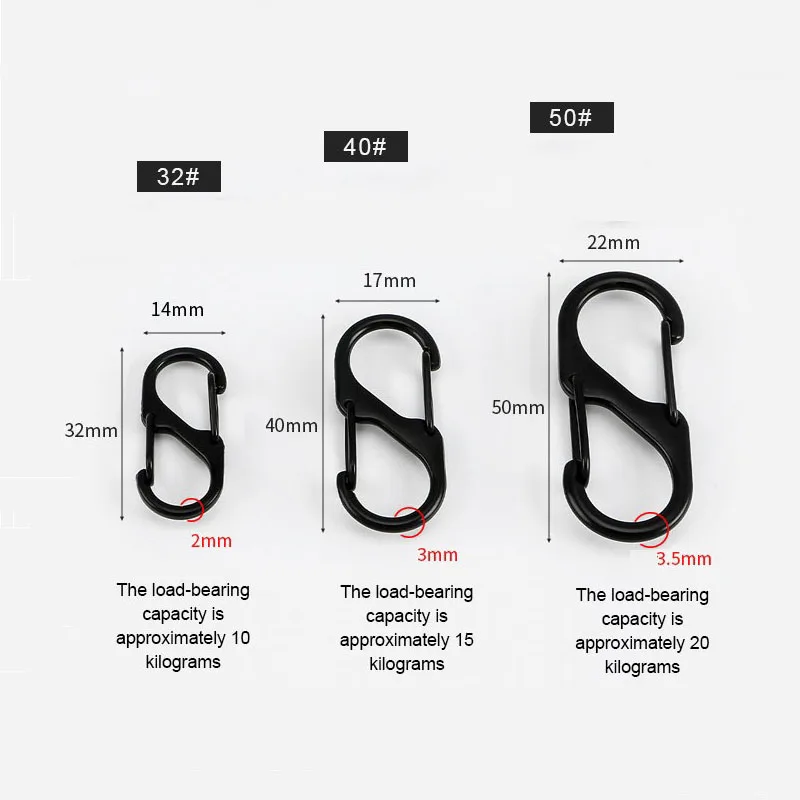 5/10PCS Tactical S Type Carabiner Camping Equipment Mini Anti-Theft Aluminium Alloy Keychain Hook Hiking Backpack Buckle BBK01 thumbnail 2