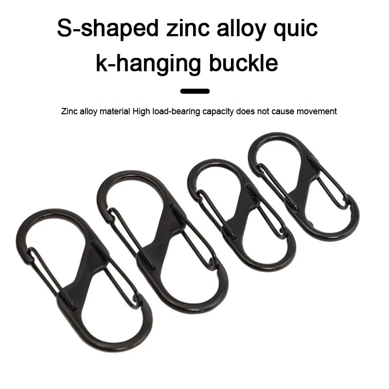 5/10PCS Tactical S Type Carabiner Camping Equipment Mini Anti-Theft Aluminium Alloy Keychain Hook Hiking Backpack Buckle BBK01 thumbnail 3