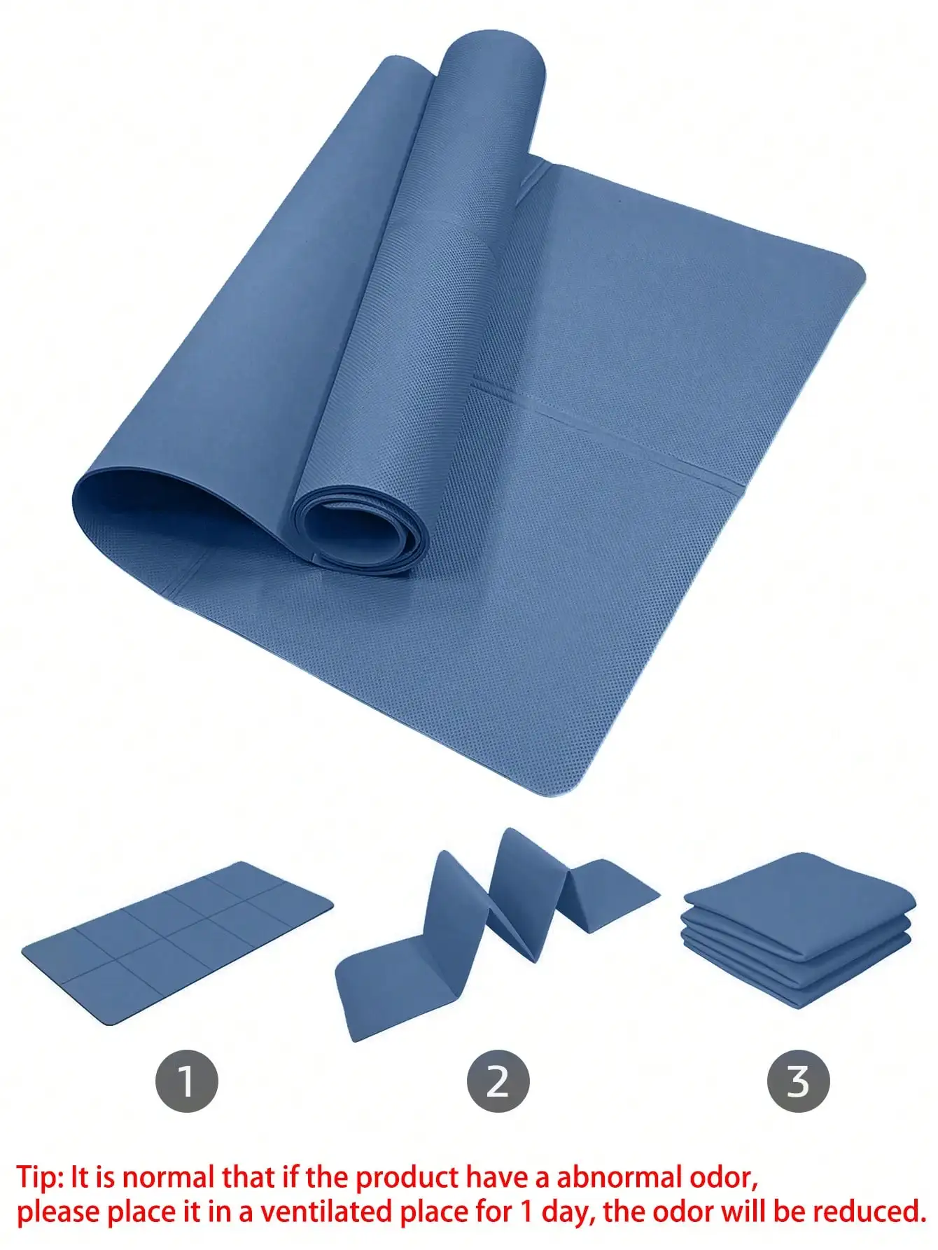 Dark Blue Foldable Yoga Mat Eco Friendly EVA Folding Travel Fitness Exercise Mat 3/4/6mm Thicknesses for Yoga Pilates Workouts thumbnail 3