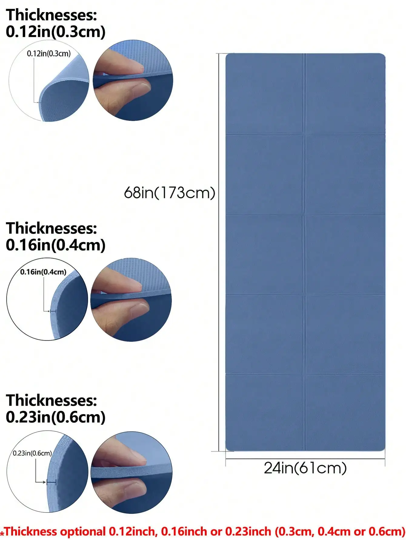 Dark Blue Foldable Yoga Mat Eco Friendly EVA Folding Travel Fitness Exercise Mat 3/4/6mm Thicknesses for Yoga Pilates Workouts thumbnail 5
