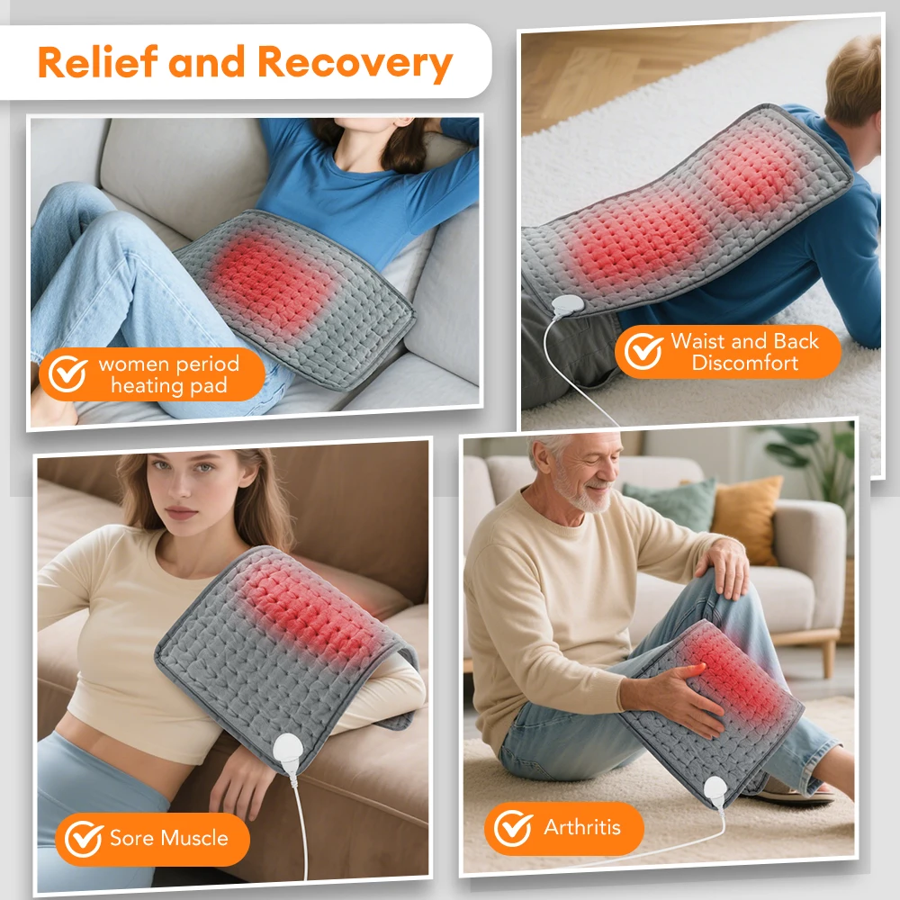 30x60cm Portable Electric Heating Pad Heater Period Cramps Care Shoulder Abdomen Legs Warming Blanket Office Home Camping Mat thumbnail 5