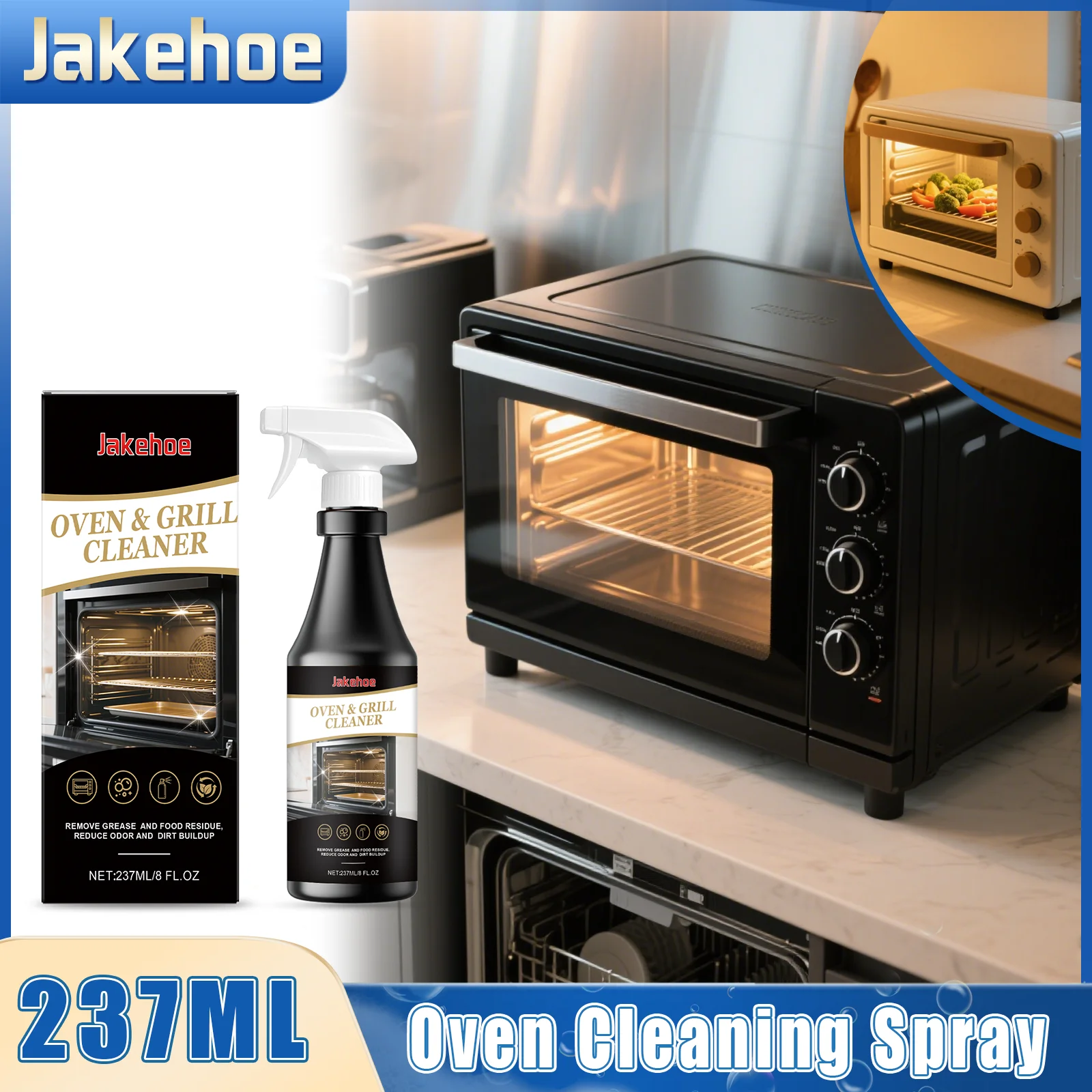 Microwave Oven Oven Powerful Oil Stain Removal Spray Household Kitchen Quick Cleaning Microwave Oven Grill Grease Cleaning Spray