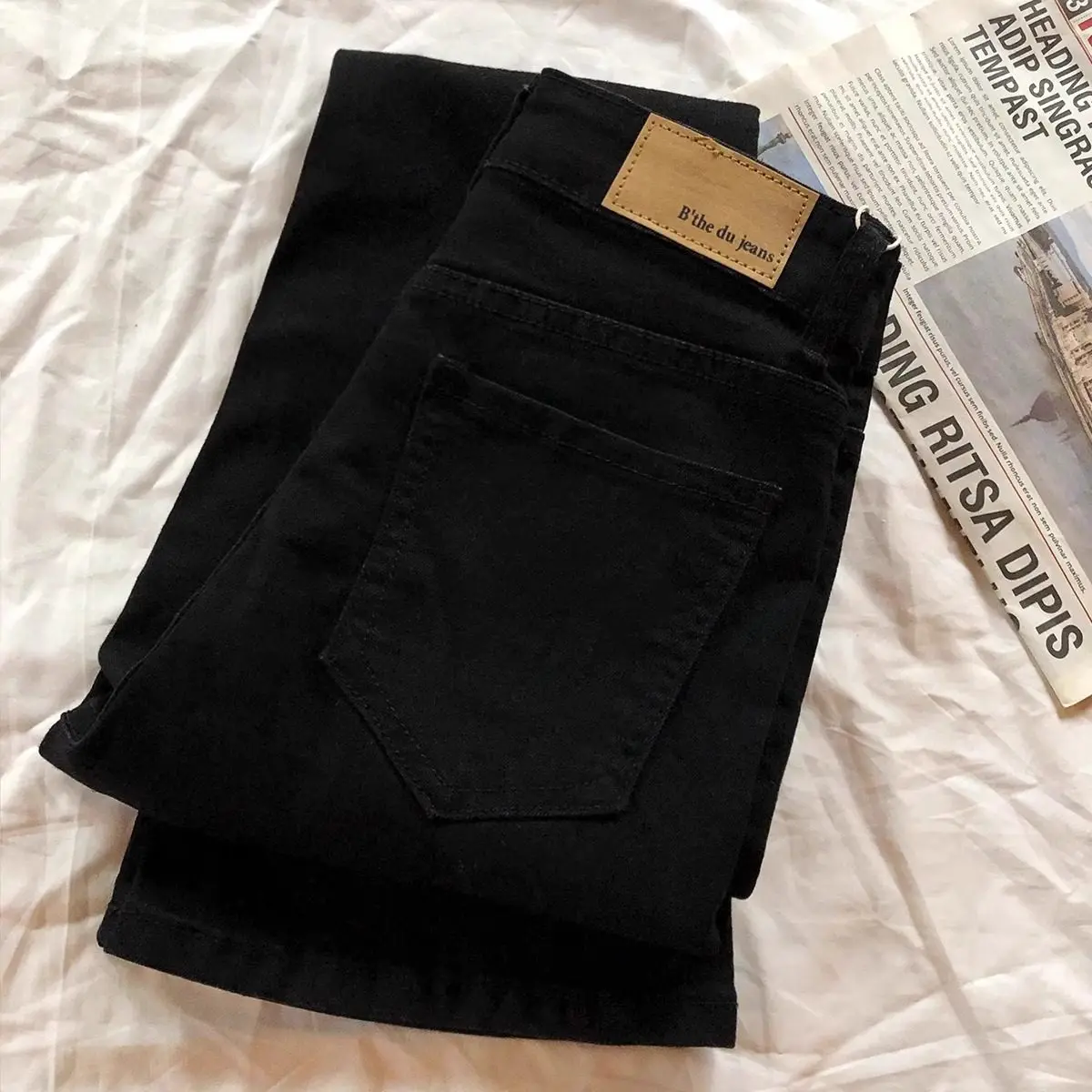 High Waist Flared Jeans Women's New Style Elastic Casual Slimming Black Denim Pants Korean Style Comfortable Loose Fit Jeans thumbnail 2
