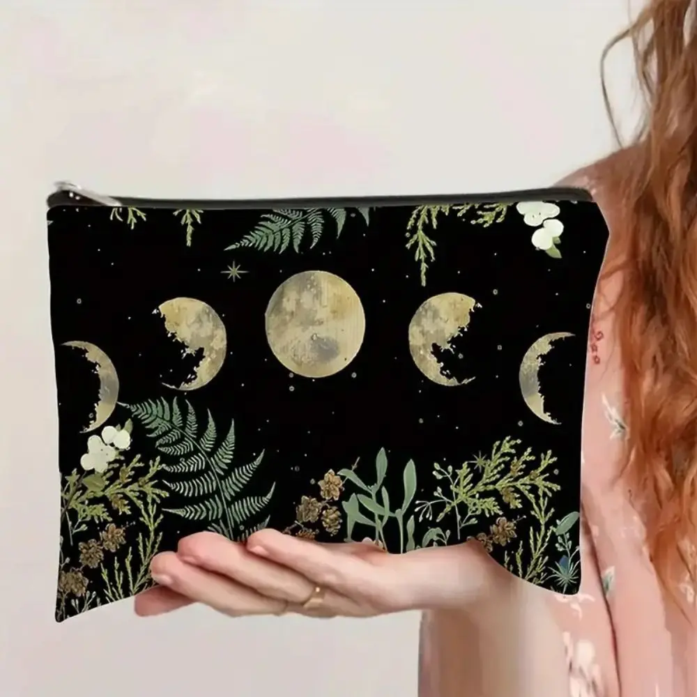 New Trendy Zipper Pouch Simple Modern Durable Storage Bag Nature Moon Phase Travel Accessories Halloween thumbnail 3