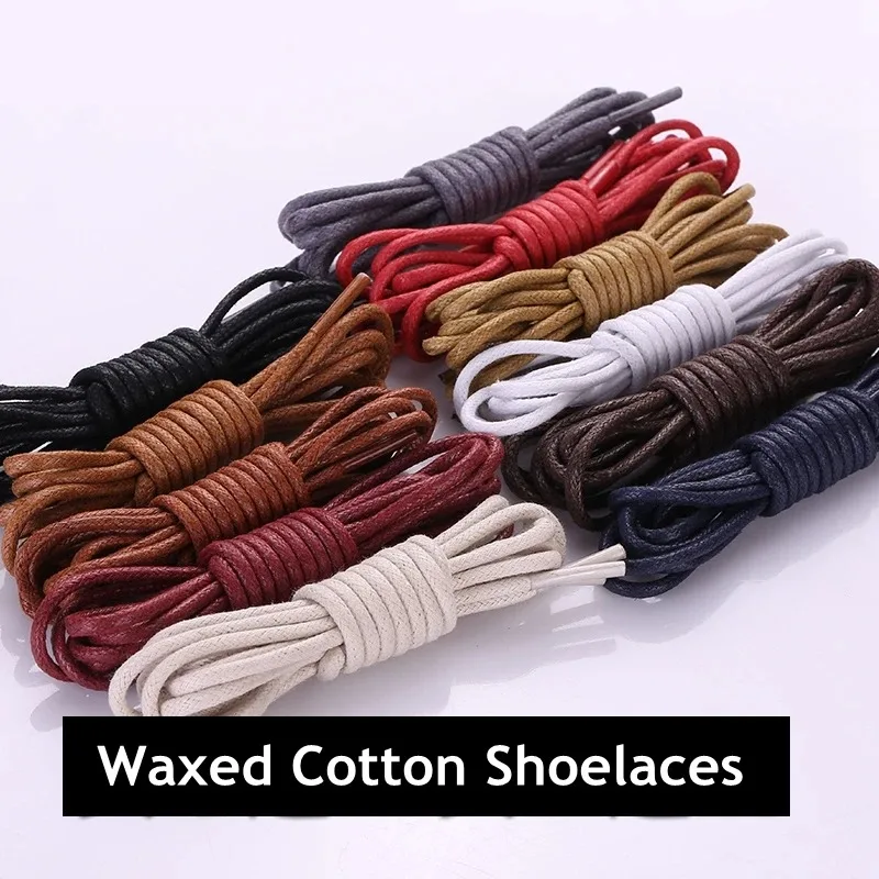 Wax Round Shoelaces for Boots and Dress Oxford Shoes Cotton Waterproof ShoeLaces Solid Polyester Rope Tie Long  80/100/120/140cm thumbnail 2
