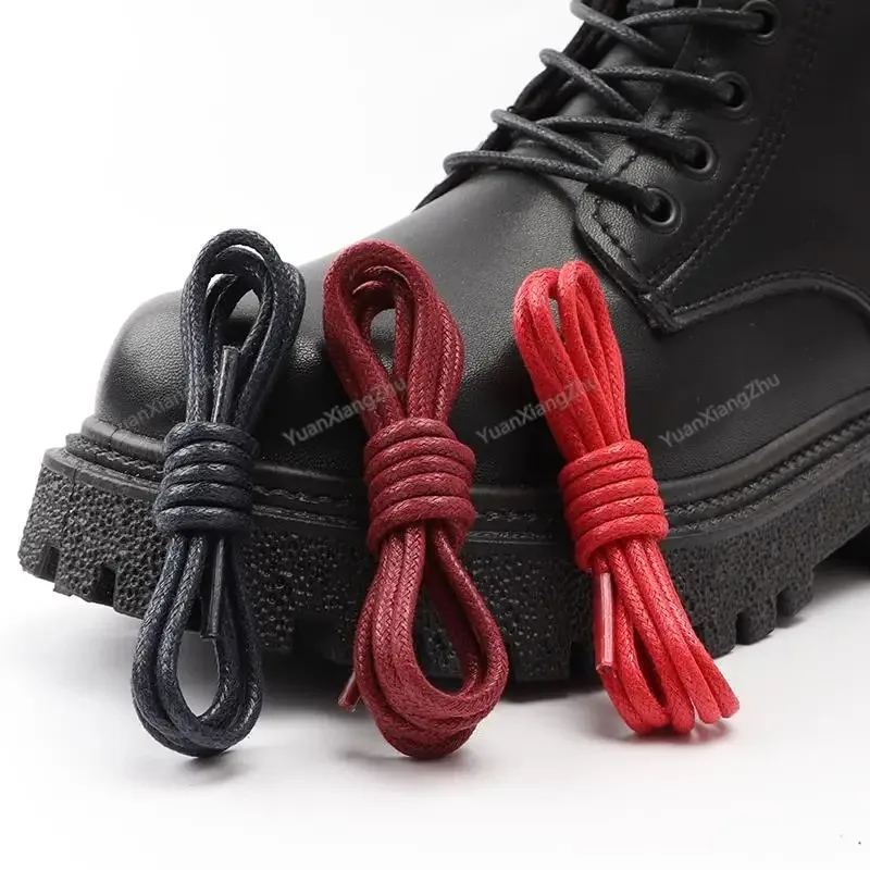 Wax Round Shoelaces for Boots and Dress Oxford Shoes Cotton Waterproof ShoeLaces Solid Polyester Rope Tie Long  80/100/120/140cm thumbnail 3