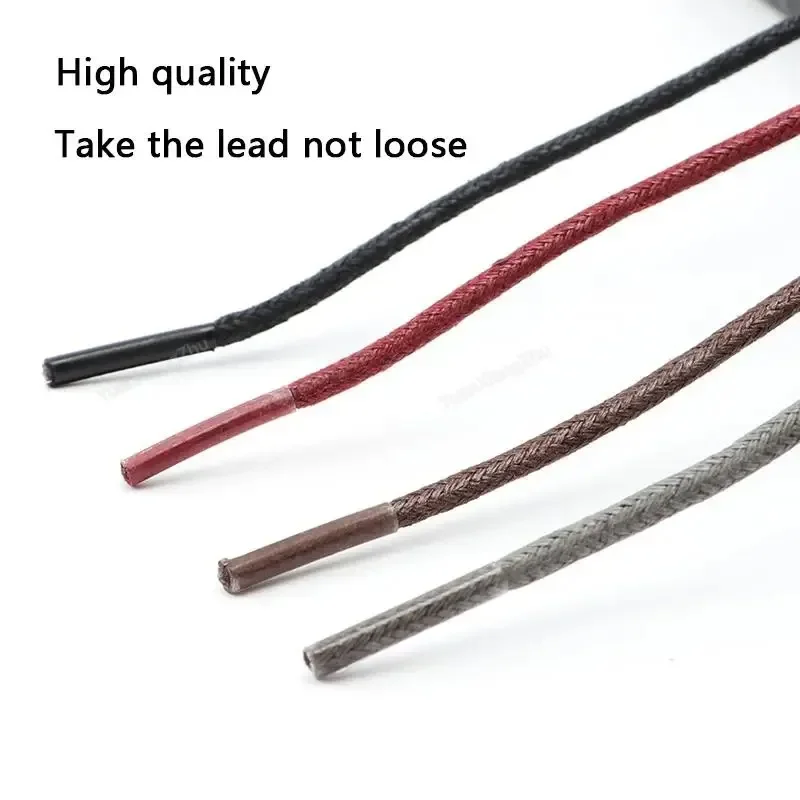 Wax Round Shoelaces for Boots and Dress Oxford Shoes Cotton Waterproof ShoeLaces Solid Polyester Rope Tie Long  80/100/120/140cm thumbnail 5