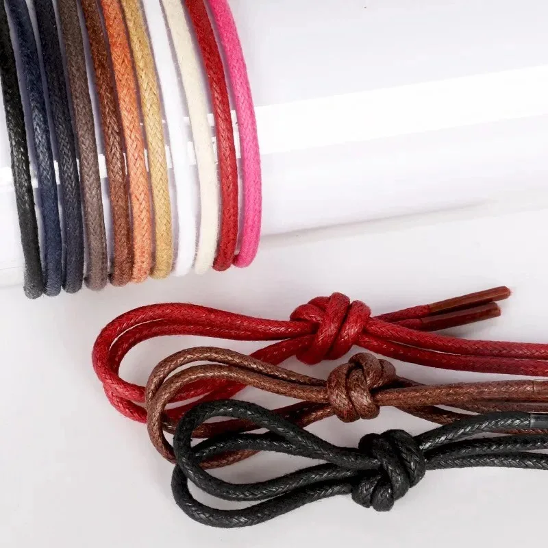 Wax Round Shoelaces for Boots and Dress Oxford Shoes Cotton Waterproof ShoeLaces Solid Polyester Rope Tie Long  80/100/120/140cm thumbnail 4
