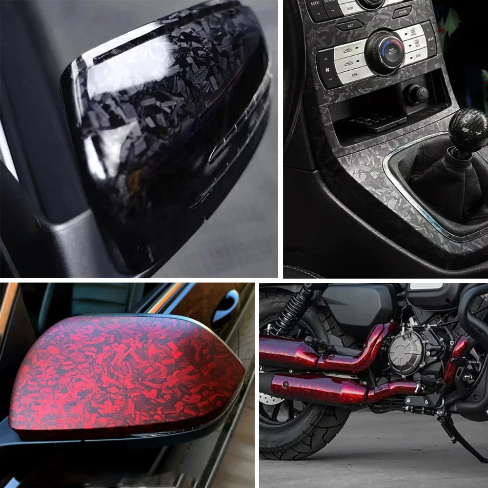 High Glossy Black Silver Red Forged Carbon Fiber Car Sticker on the Hood Adhesive Vinyl for Car Stickers Motorcycle Decal thumbnail 5