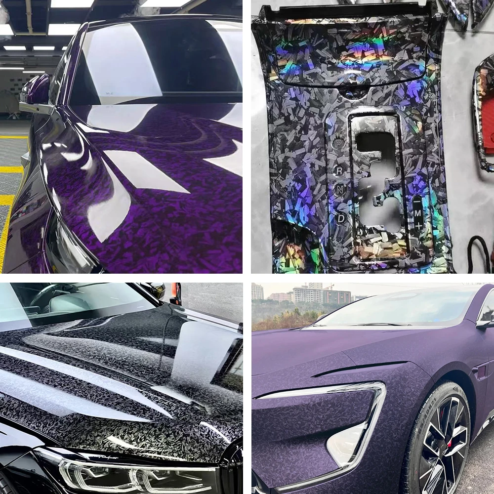 High Glossy Black Silver Red Forged Carbon Fiber Car Sticker on the Hood Adhesive Vinyl for Car Stickers Motorcycle Decal thumbnail 6