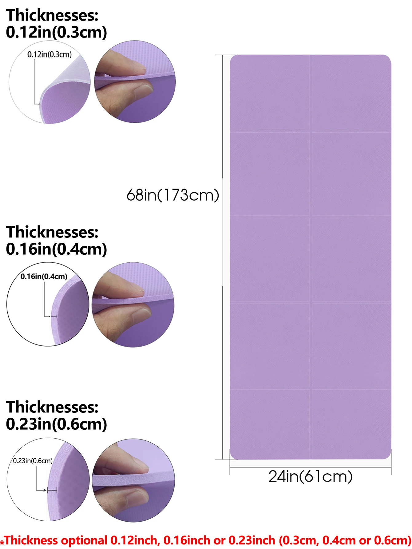 Purple Foldable Yoga Mat Eco Friendly EVA Folding Travel Fitness Exercise Mat 3/4/6mm Thicknesses for Yoga Pilates Workouts thumbnail 2