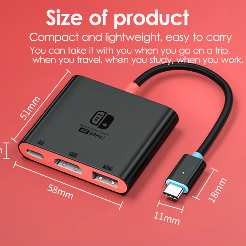 Tebe Switch Hub for Nintendo Switch 2/OLED Type-c to 4K 60hz HDMI-adapter USB 3.0 100W PD Docking Station for Laptop iPad Mac thumbnail 3