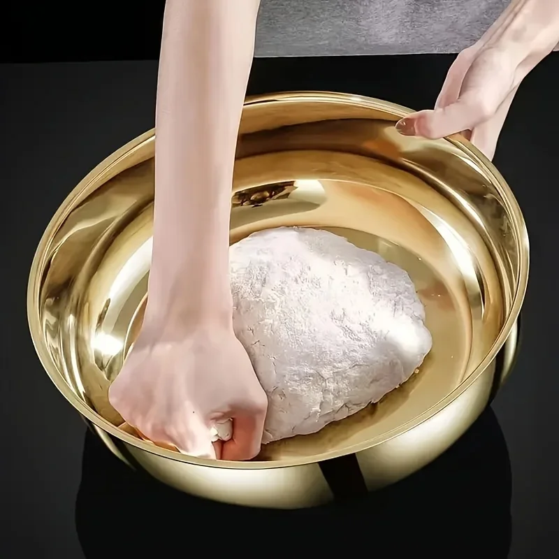 Stainless Steel Large Capacity Bowl, Suitable for Mixing Dough, Cleaning Vegetables, Stirring Salads, Easy To Clean thumbnail 2