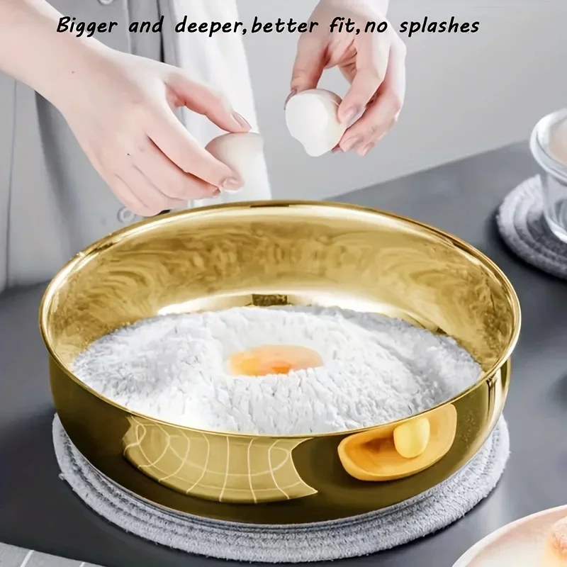 Stainless Steel Large Capacity Bowl, Suitable for Mixing Dough, Cleaning Vegetables, Stirring Salads, Easy To Clean thumbnail 5