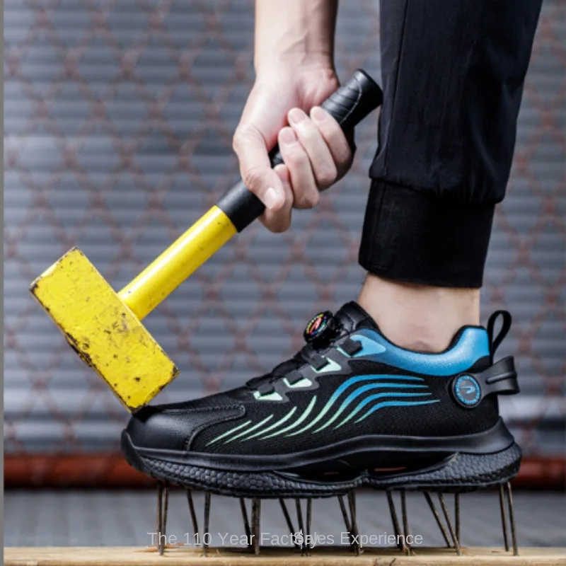 Rotating Button New Safety Shoes Men Anti-smash Anti-puncture Work Shoes Fashion Men Sport Shoes Security Protective Boots Men thumbnail 6