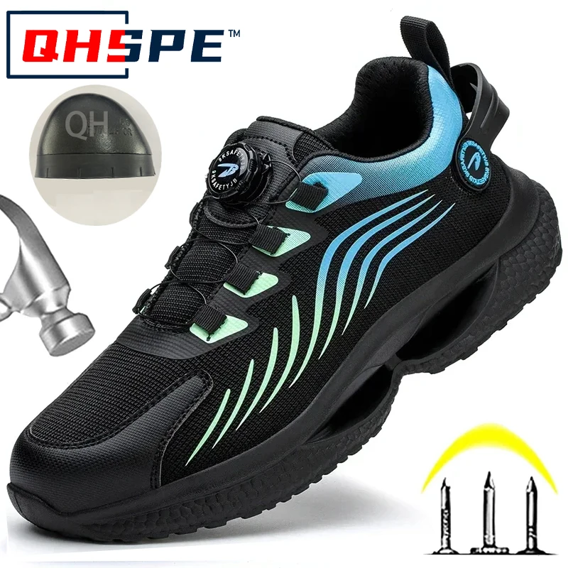 Rotating Button New Safety Shoes Men Anti-smash Anti-puncture Work Shoes Fashion Men Sport Shoes Security Protective Boots Men thumbnail 2