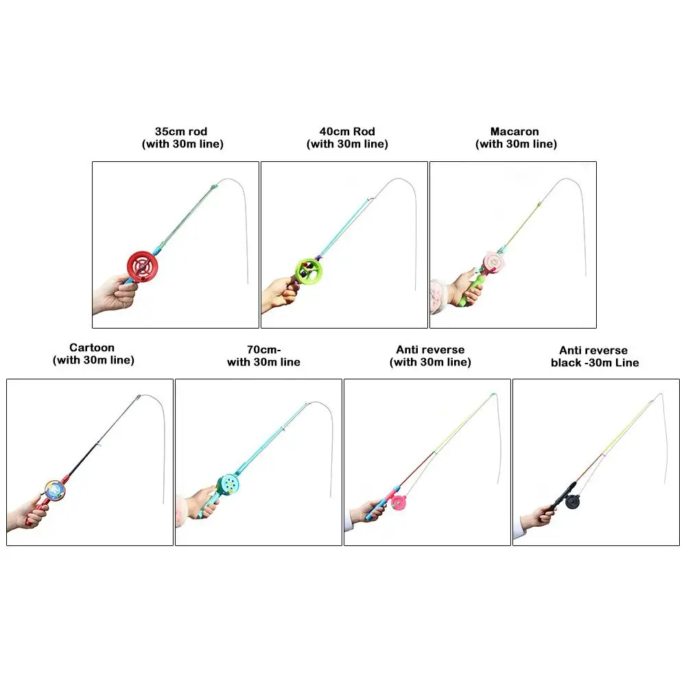 Plastic Mini Ice Fishing Rod Beginner Children Lake Pond River Fishing Reel Pole 35/40/75/80cm thumbnail 5