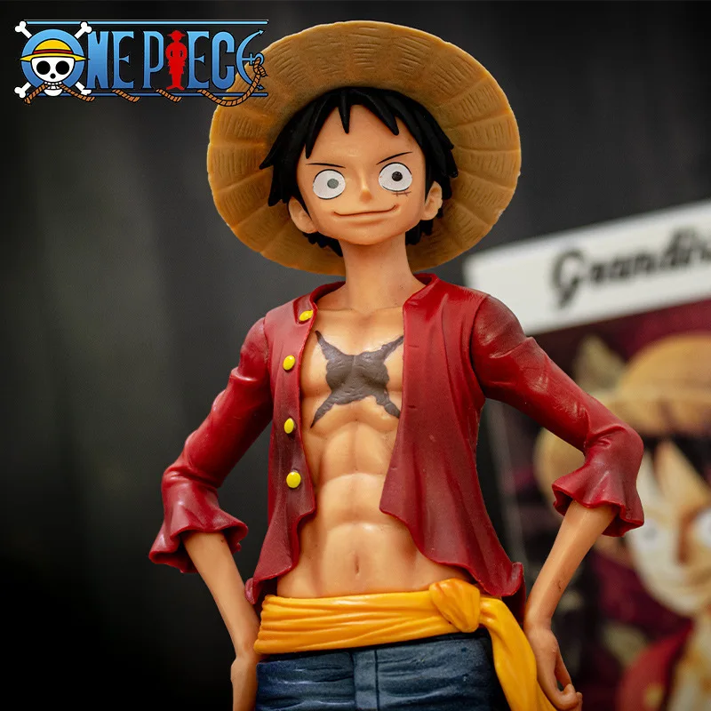 Hot 28cm  One Piece Anime Figure Confident Smiley Luffy Three Form Face Changing Doll Action Figurine Model Toys  Kits thumbnail 2