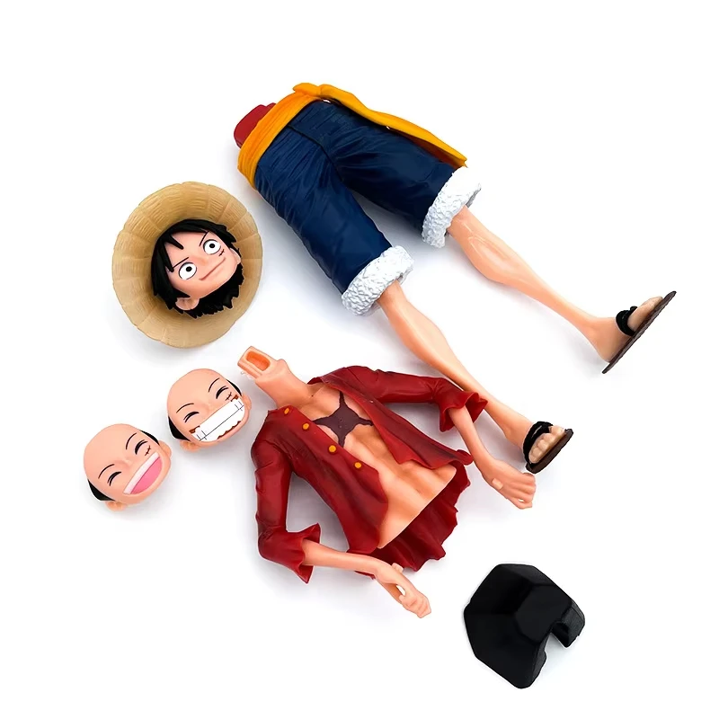 Hot 28cm  One Piece Anime Figure Confident Smiley Luffy Three Form Face Changing Doll Action Figurine Model Toys  Kits thumbnail 6