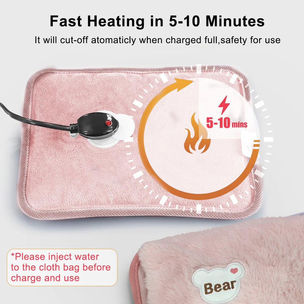 Electric Hand Warmer Portable Heated Gloves USB Warming Plush Hot Water Bottle Heating Water Bags Warm Hand Pocket for Winter thumbnail 5