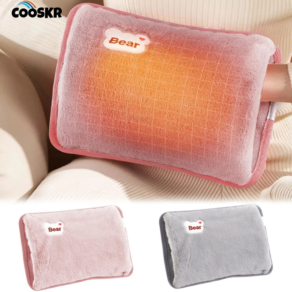 Electric Hand Warmer Portable Heated Gloves USB Warming Plush Hot Water Bottle Heating Water Bags Warm Hand Pocket for Winter