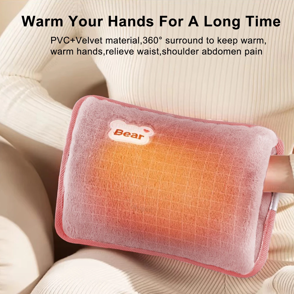 Electric Hand Warmer Portable Heated Gloves USB Warming Plush Hot Water Bottle Heating Water Bags Warm Hand Pocket for Winter thumbnail 3