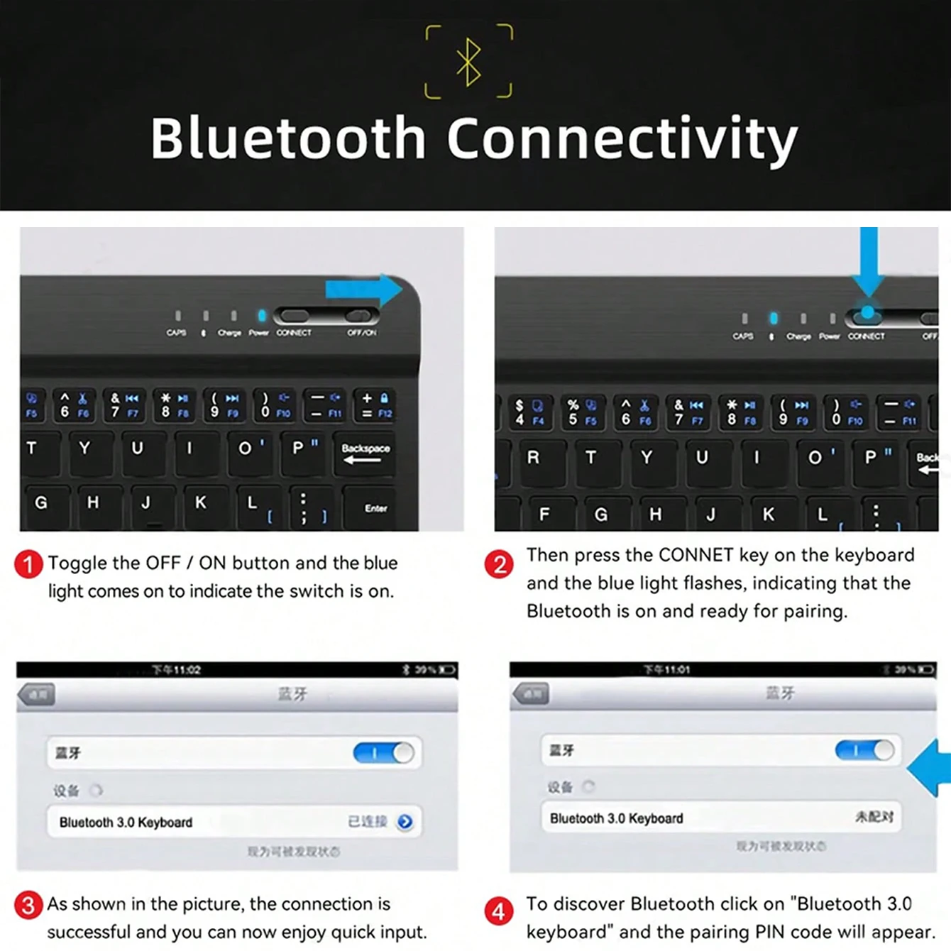 Multilingual Keyboard For Tablet Android 2025 iOS Windows Wireless Mouse iPad Samsung Xiaomi Pad Rechargeable Bluetooth Keyboard thumbnail 6
