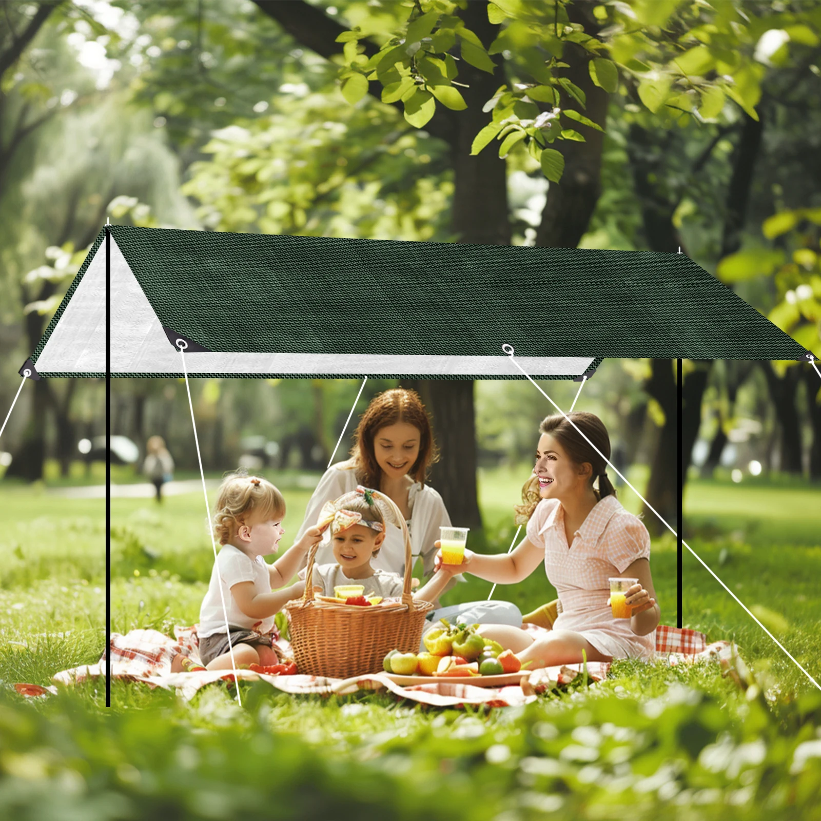 Large PE Tarpaulin Waterproof Tarp Sheet Cover with Reinforced Grommets Rainproof Tarps for Pool Caravan Garden Furniture Covers thumbnail 6