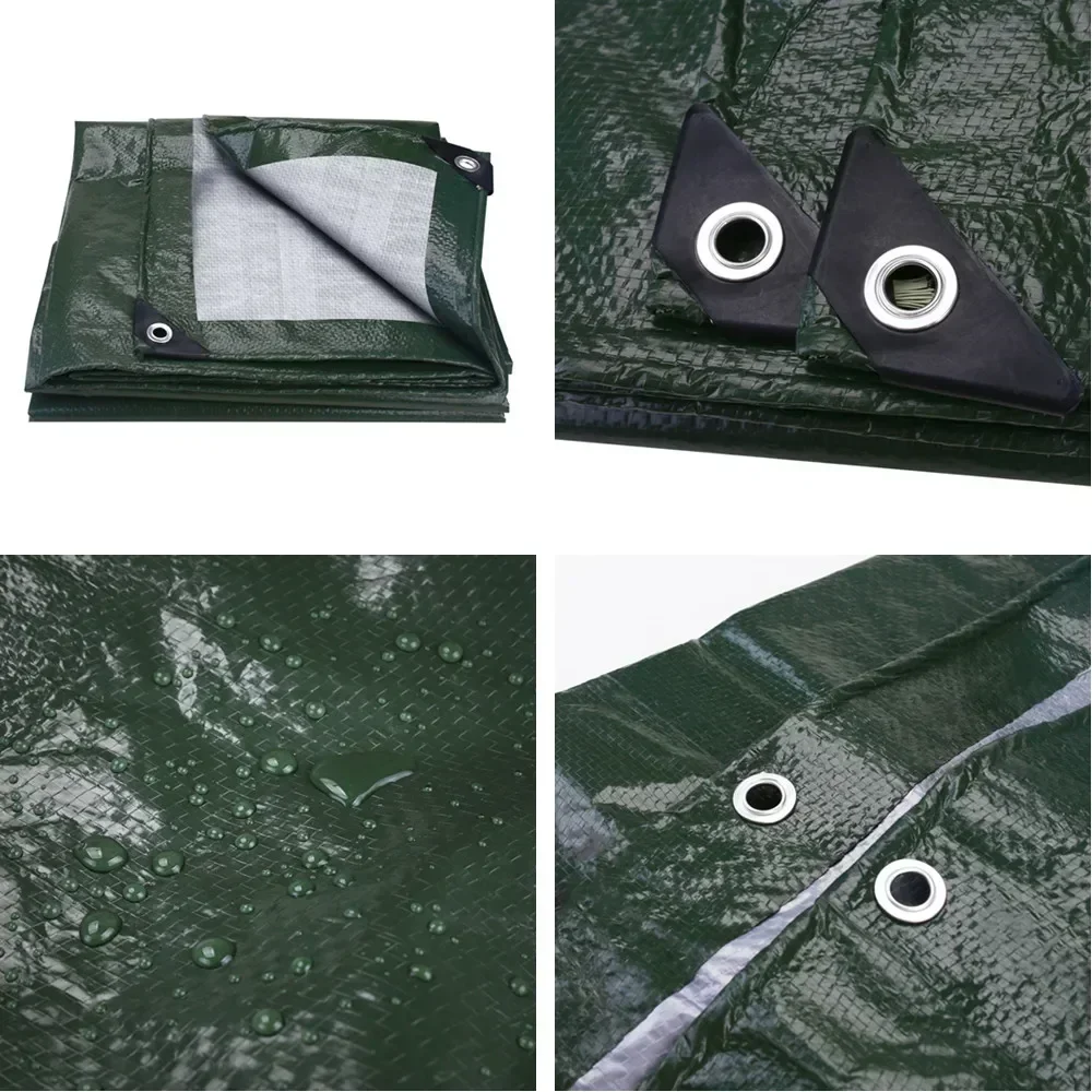 Large PE Tarpaulin Waterproof Tarp Sheet Cover with Reinforced Grommets Rainproof Tarps for Pool Caravan Garden Furniture Covers thumbnail 2