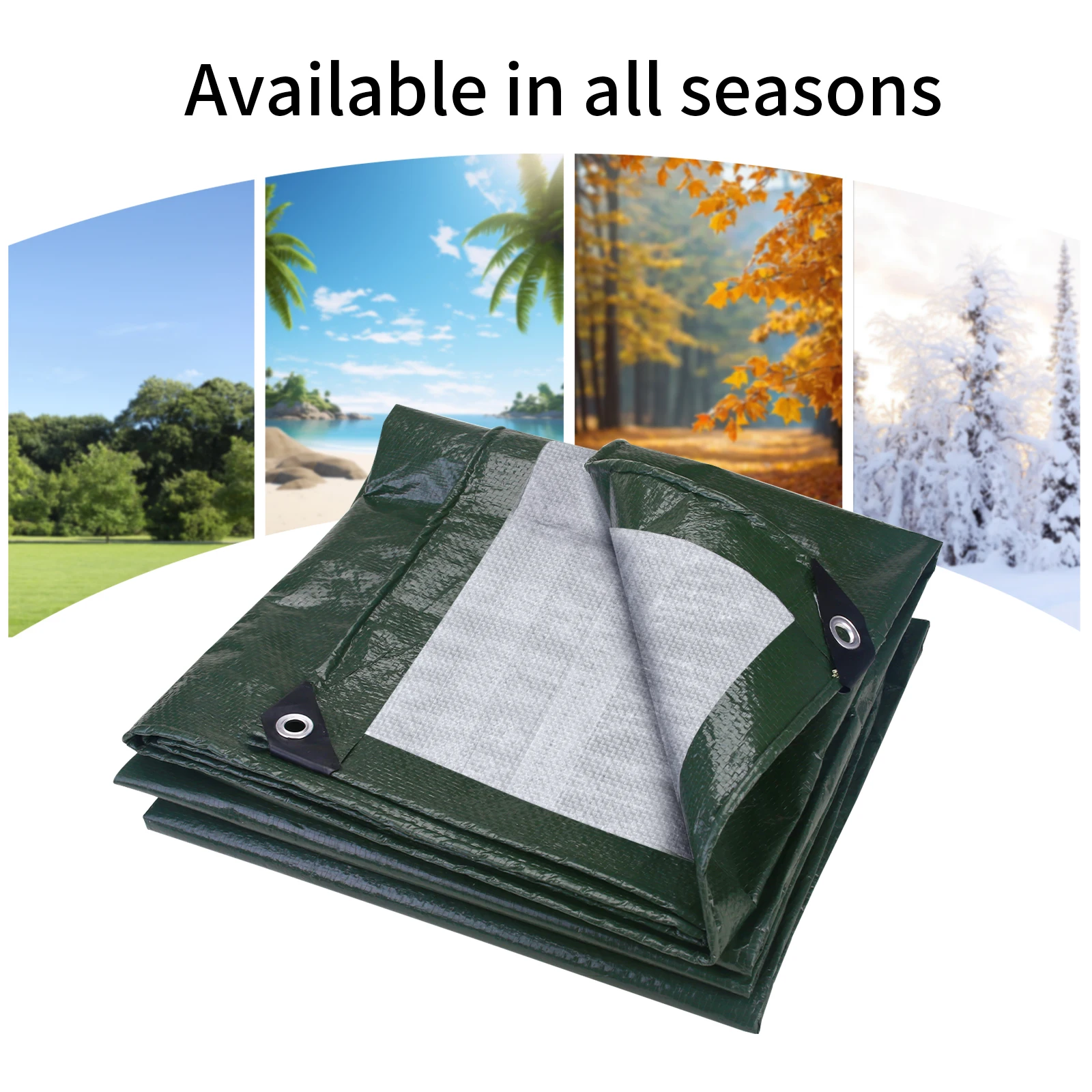 Large PE Tarpaulin Waterproof Tarp Sheet Cover with Reinforced Grommets Rainproof Tarps for Pool Caravan Garden Furniture Covers thumbnail 4