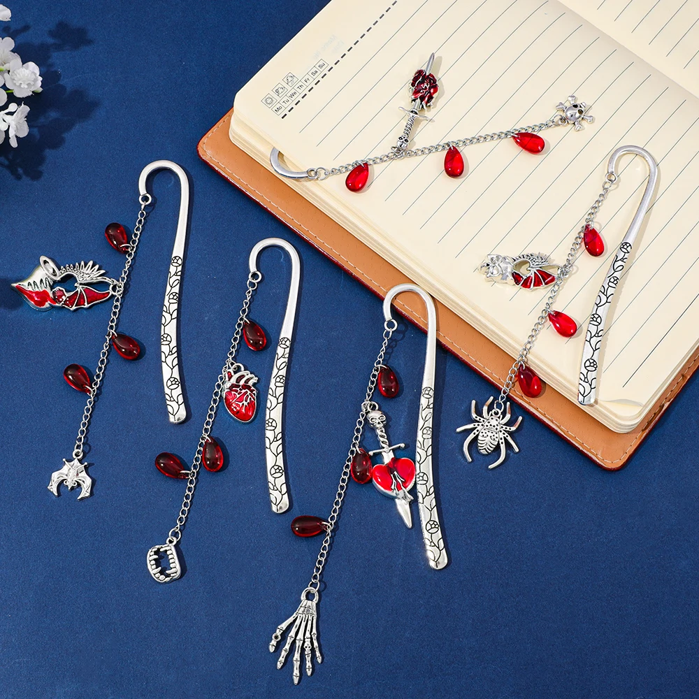 Dark Gothic Metal Bookmark Spider, Skull, Heart, Sword, Bat, Skeleton Hand Fiction Fan Fiction Dark Academic Gift thumbnail 4