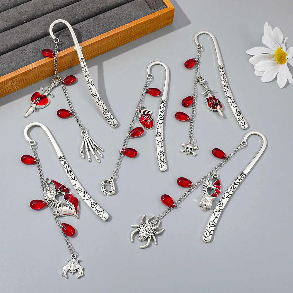 Dark Gothic Metal Bookmark Spider, Skull, Heart, Sword, Bat, Skeleton Hand Fiction Fan Fiction Dark Academic Gift thumbnail 6