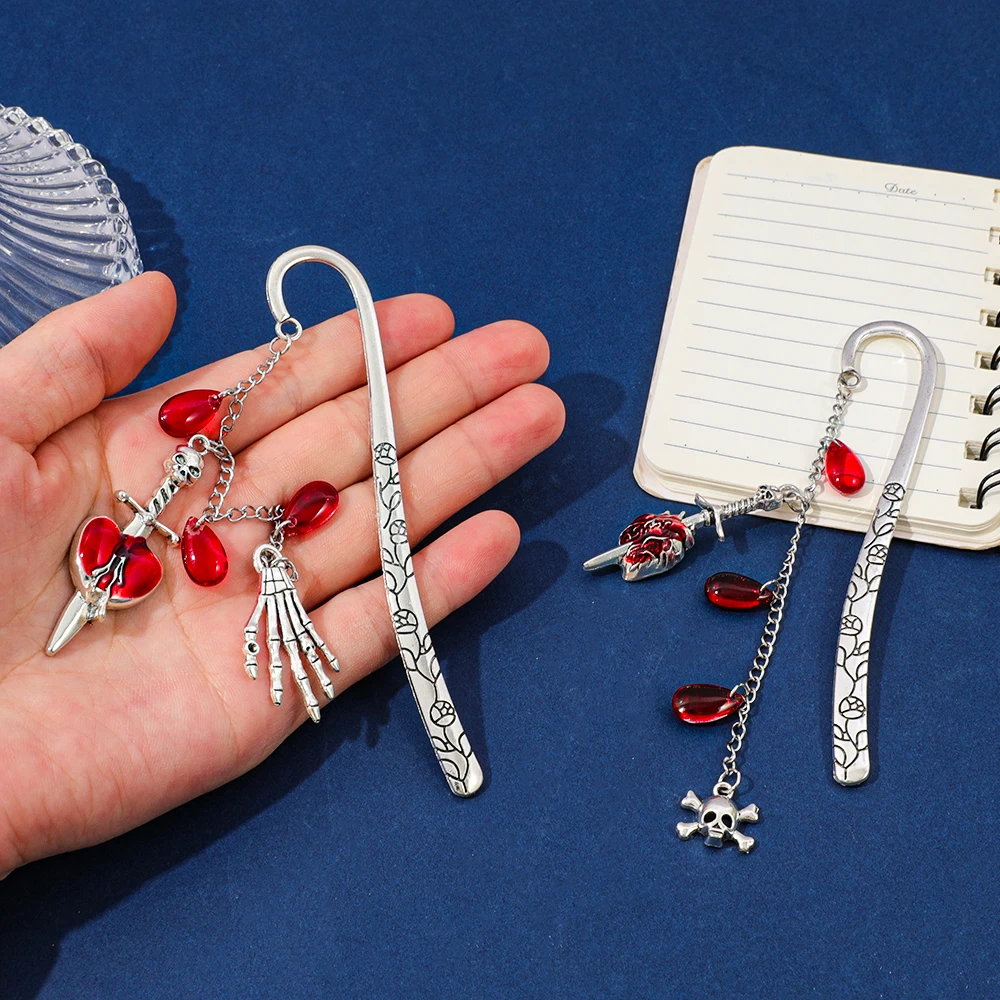 Dark Gothic Metal Bookmark Spider, Skull, Heart, Sword, Bat, Skeleton Hand Fiction Fan Fiction Dark Academic Gift thumbnail 5