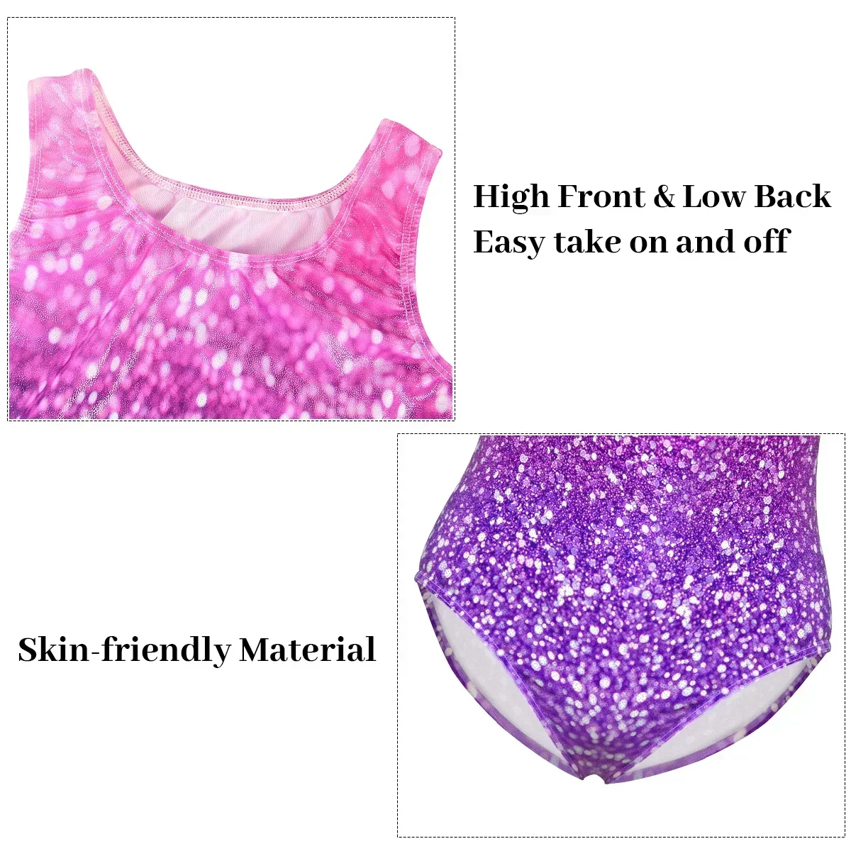 Gymnastics Leotards for Girls Sparkly Athletic Gymnastics Unitard Tumbling outfits Kids Dancewear with Matching Shorts Hairband thumbnail 4