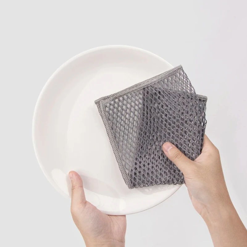 30*30cm Mesh Dish Cloths Non-stick Oil Scouring Pad Reusable Cleaning Cloth Dishwashing Towel Kitchen Tableware Cleaning Rags thumbnail 4