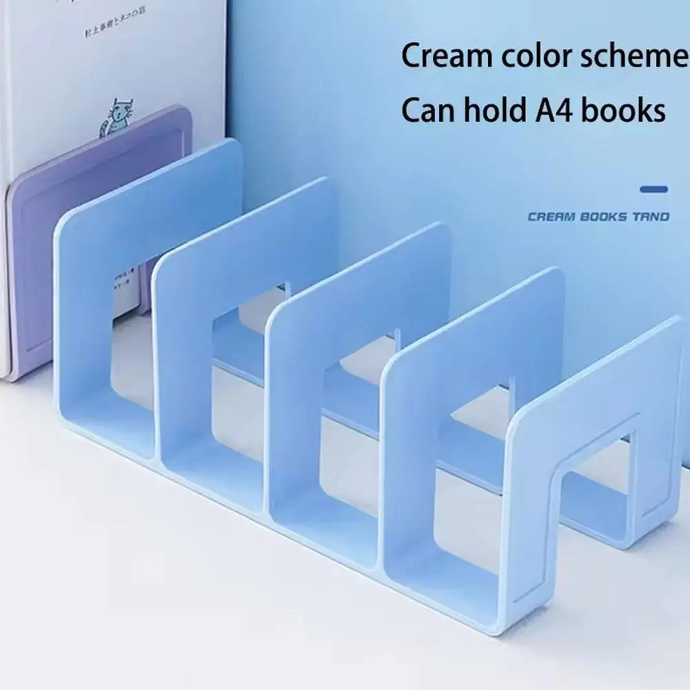 Book stand 4 Vertical Compartments Plastic File Sorter Rack Desk Bookend Storage Organizer Office Desktop File Organizer thumbnail 4