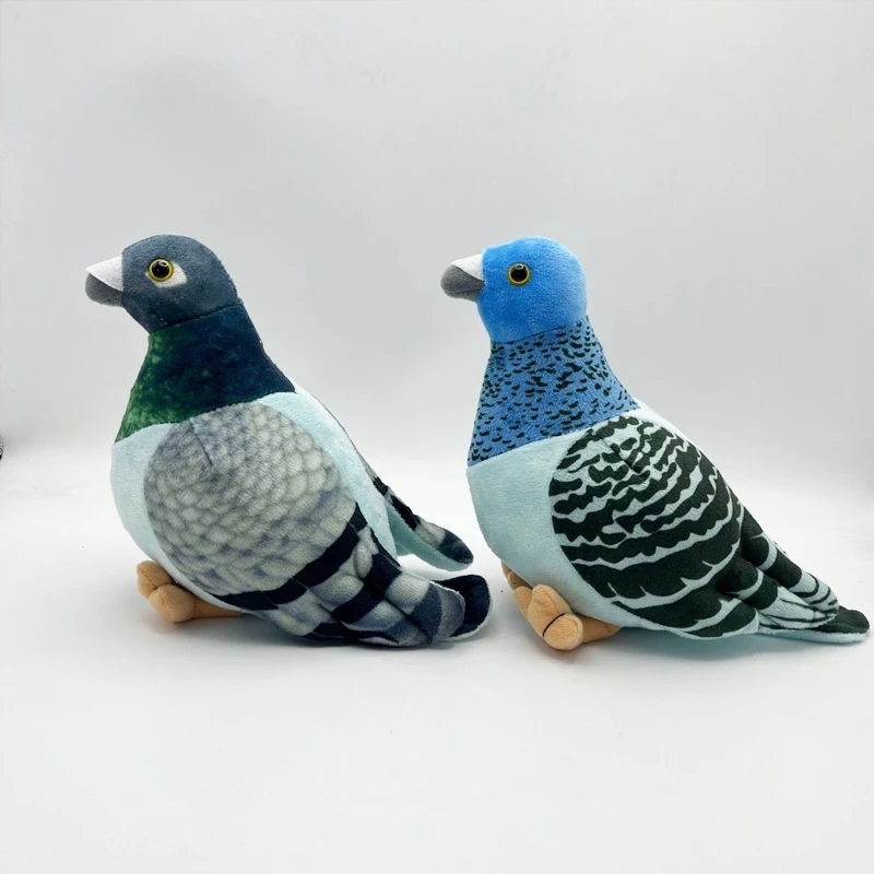 New Lifelike Bird Plush Toys Simulation White Green Pigeon Lovely Magpie Stuffed Animal Doll Photography Props Home Decor Gifts thumbnail 4