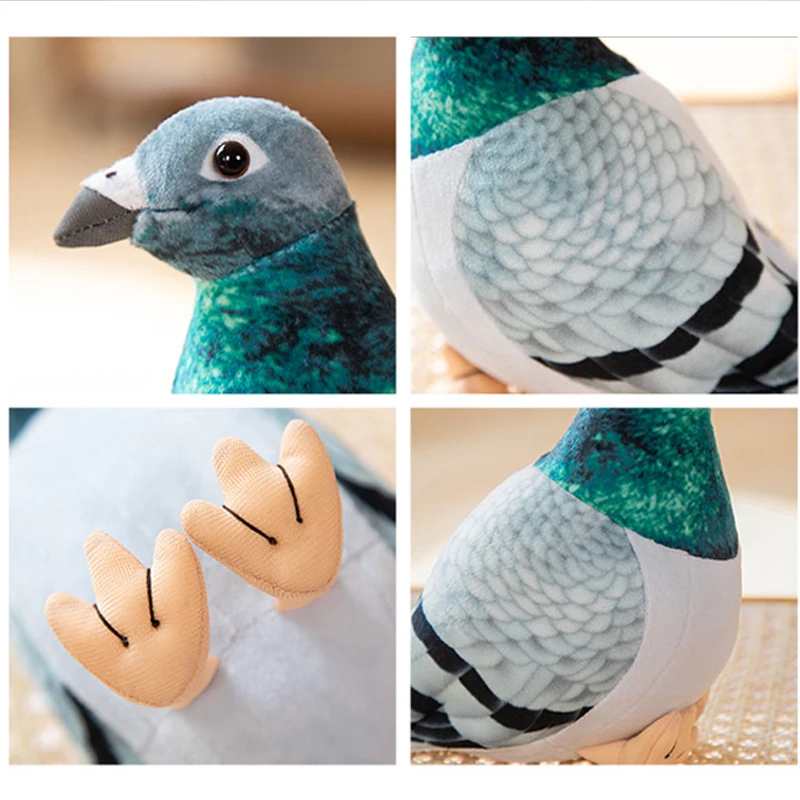 New Lifelike Bird Plush Toys Simulation White Green Pigeon Lovely Magpie Stuffed Animal Doll Photography Props Home Decor Gifts thumbnail 6