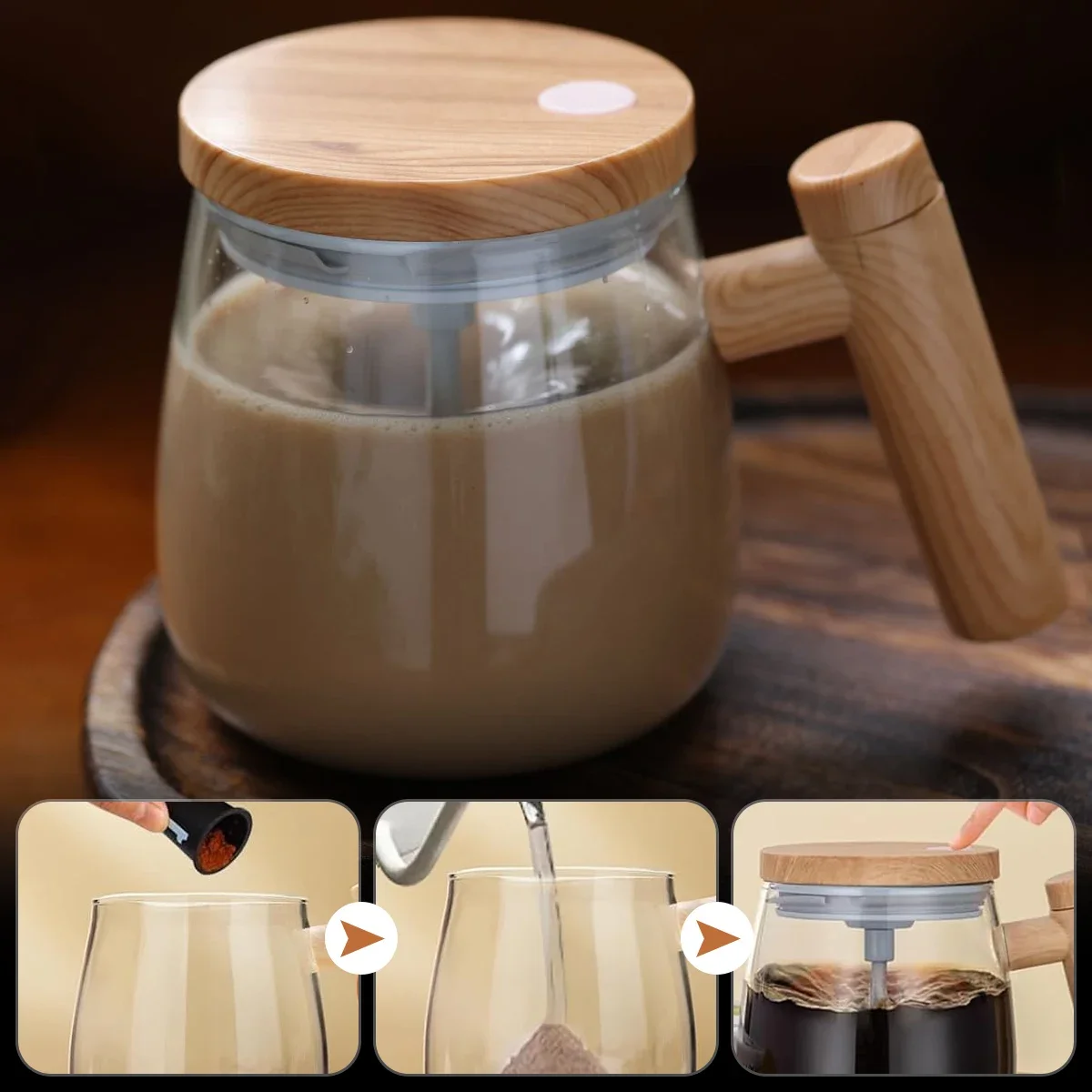 Self Stirring Coffee Cup Electric Stirring Mug 400ml Self Mixing Mug Glass Waterproof Automatic Electric Protein Powder Mix Cup thumbnail 5