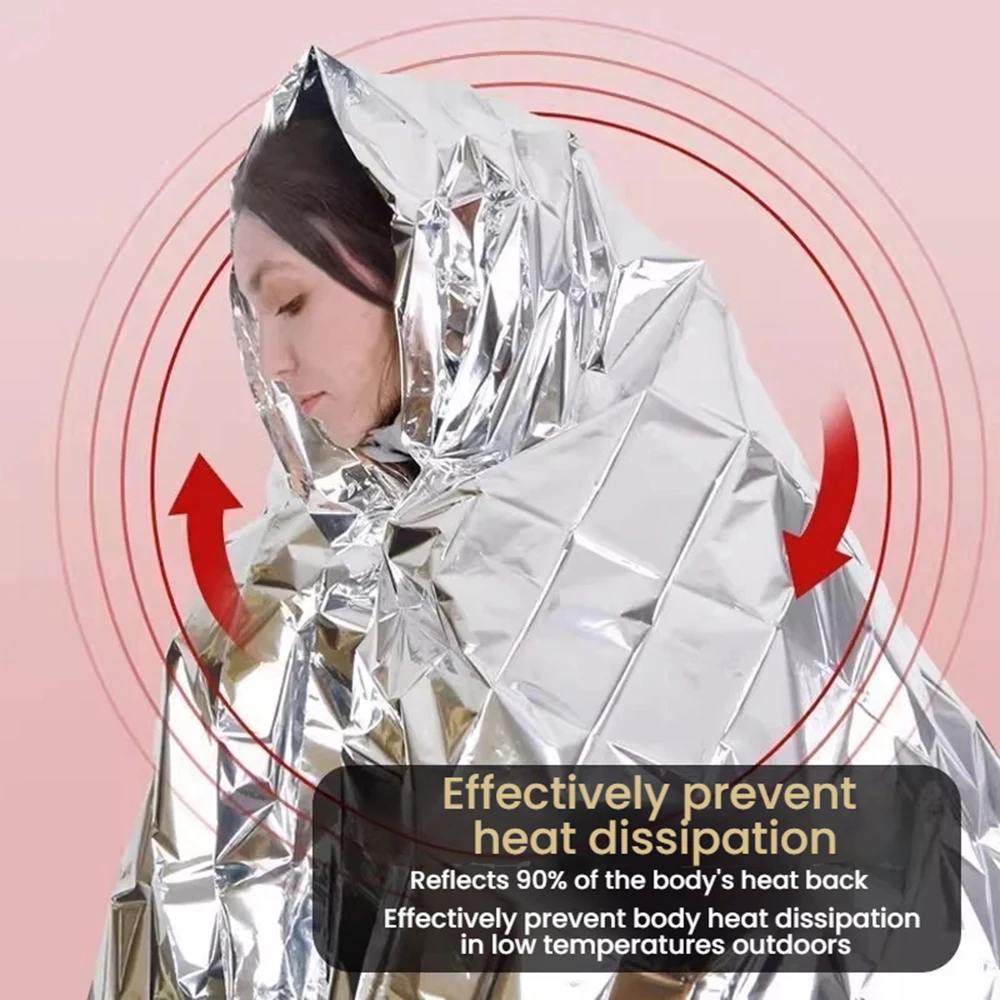 Emergency Foil Blanket Outdoor Survive First Aid Military Rescue Kit Windproof Waterproof Foil Thermal Blanket for Camping ﻿ thumbnail 3