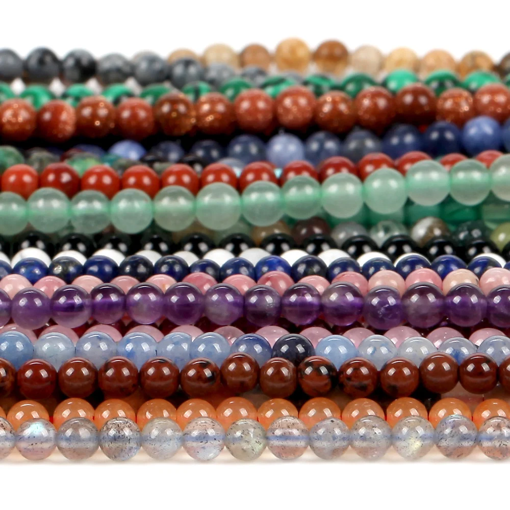 2 3mm Natural Stones Small Round Beads Tiny Rose Quartz Amethyst Loose Crystals Gem Bead Jewelry Making DIY Bracelet Accessories thumbnail 2