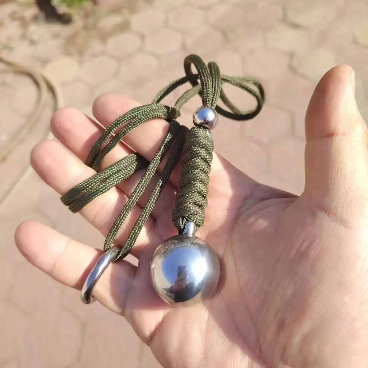 Ball Pendant Self Defense Gadgets Personal Security Protection Tool Supplies For Women Men Stainless Steel thumbnail 3