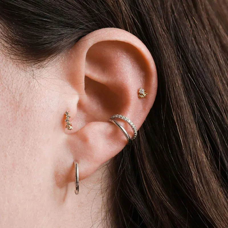 Minimalist Ear Cuff Plated 24K Gold 925 Silver Fashion Crystal Clip Earrings For Women No Piercing Fake Earrings Fine Jewelry thumbnail 3