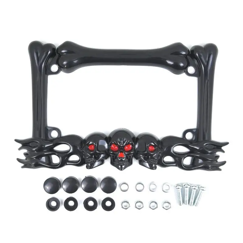 Skull Head Plastic Sport License Plate Frame For Motorcycle Scooters Skull Head Accessory Decoration thumbnail 2