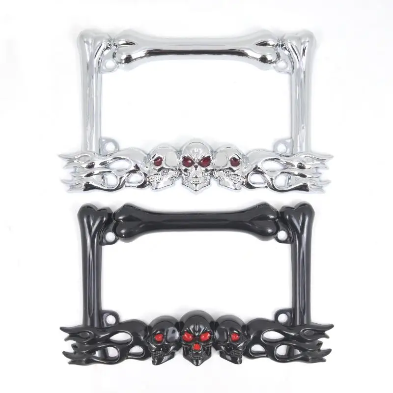 Skull Head Plastic Sport License Plate Frame For Motorcycle Scooters Skull Head Accessory Decoration