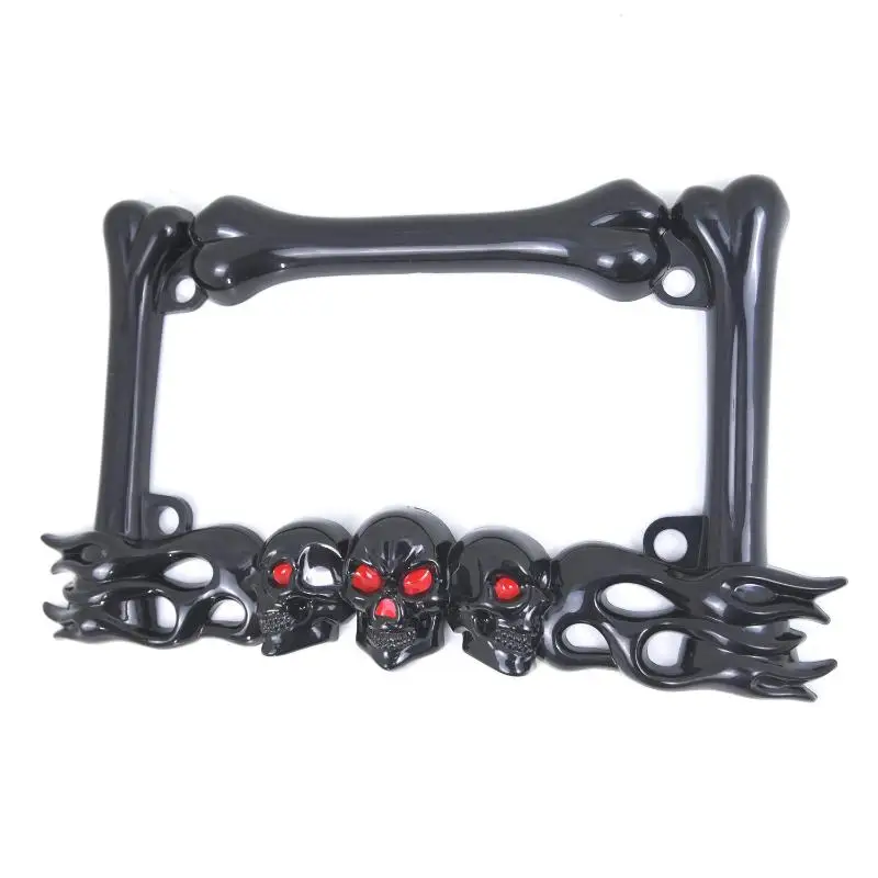 Skull Head Plastic Sport License Plate Frame For Motorcycle Scooters Skull Head Accessory Decoration thumbnail 5