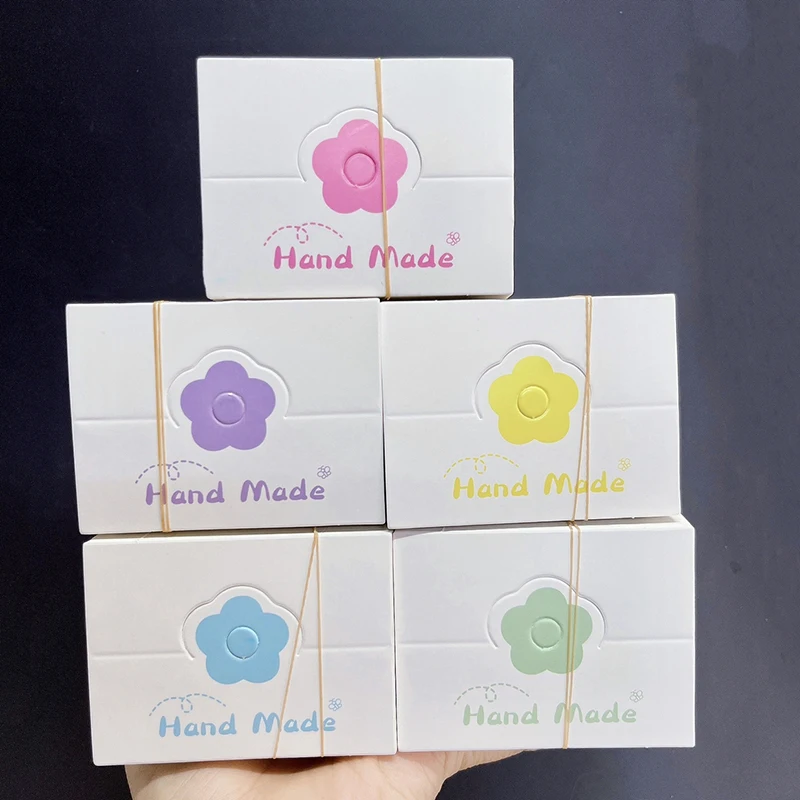 100pcs/Lot Foldable Packaging Paper Cards Colorful Flowers Cards For Handmade Jewelry Retail Hang Tag Flowers Display Cardboard thumbnail 3