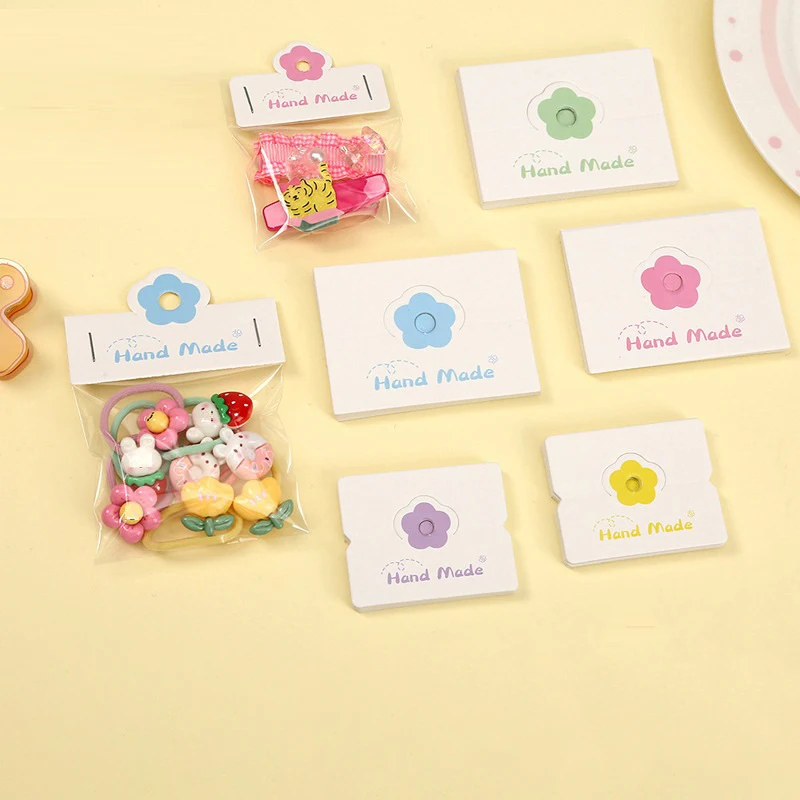 100pcs/Lot Foldable Packaging Paper Cards Colorful Flowers Cards For Handmade Jewelry Retail Hang Tag Flowers Display Cardboard thumbnail 2